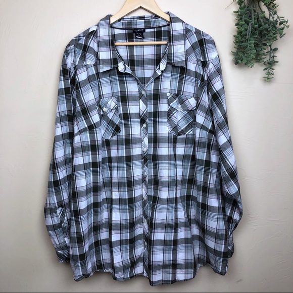 torrid Tops - Torrid | Cotton Camp Plaid Button Down torrid Tops - Torrid | Cotton Camp Plaid Button Down